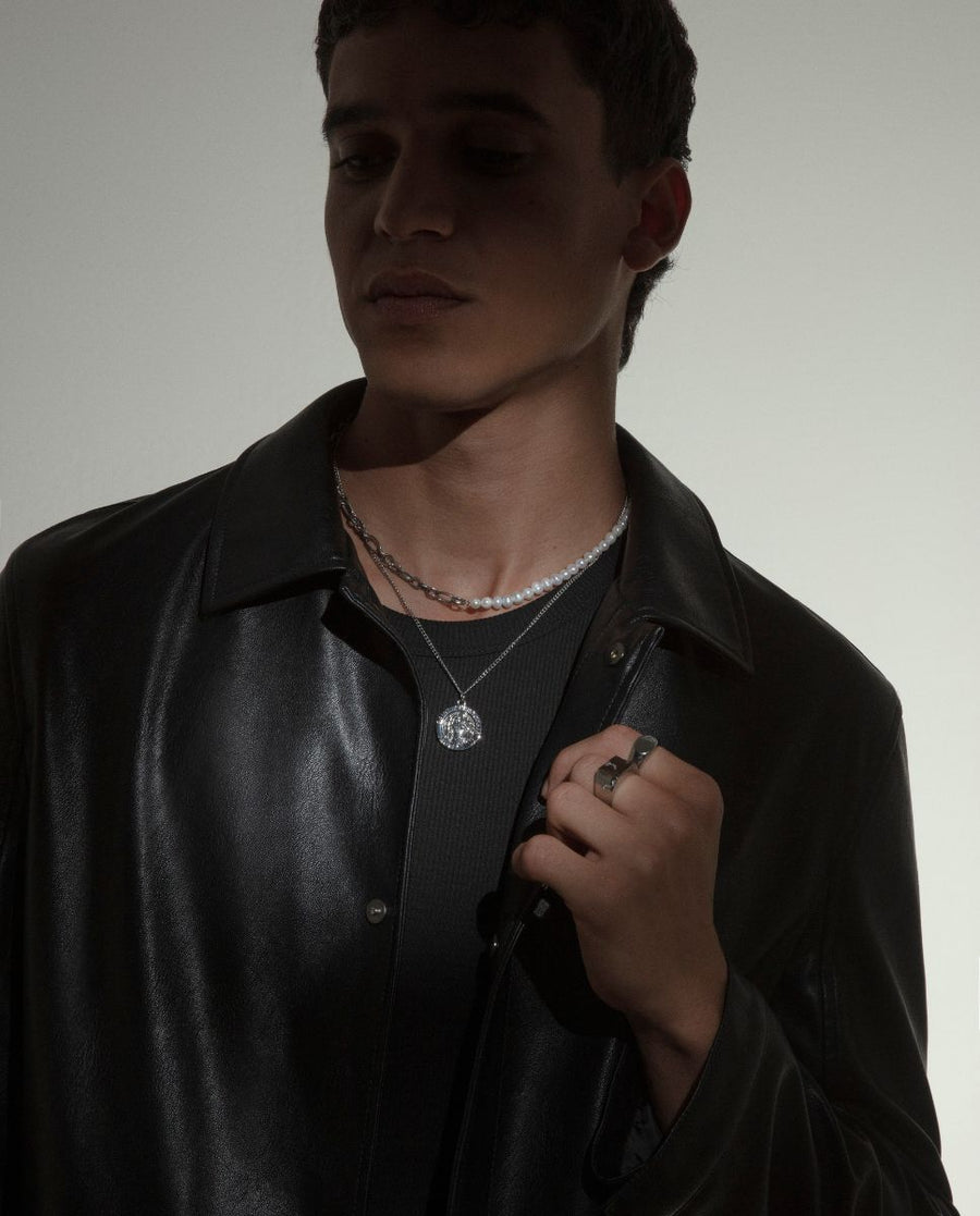 Collar de hombre de acero y colgante redondo 14214C01000 - Imagen 3