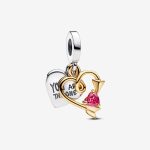 Charm Pandora Colgante Doble Corazón Grabable y Flecha  763622C01