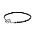 Pulsera Pandora Cuero Trenzado Cierre de T 591675C01