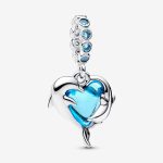 Charm Colgante Pandora Delfines de Cristal de Murano Azul 793924C01