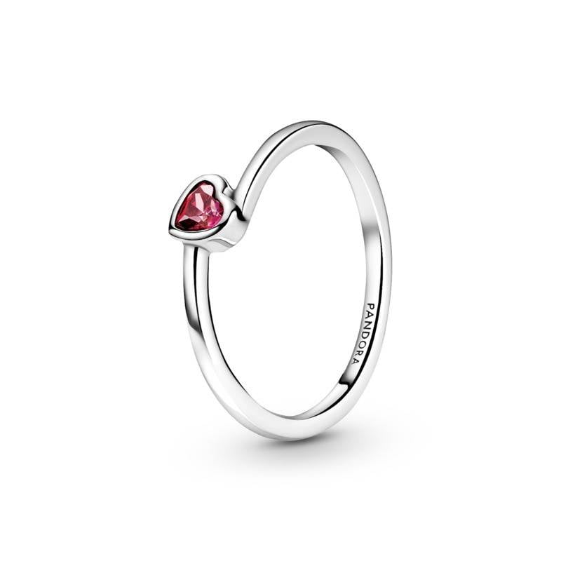 Anillo Pandora Corazón Solitario Rojo Inclinado 199267C01 - Imagen 4