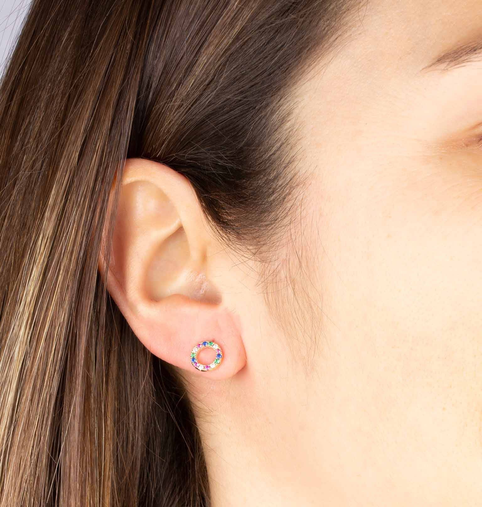 Pendientes Vidal&Vidal Circonitas Oro Círculo Multicolor G3415 - Imagen 3