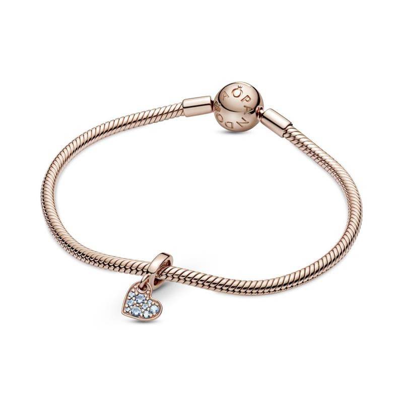 Charm Colgante Pandora Rose Corazón Inclinado Pavé Azul 789404C01 - Imagen 4