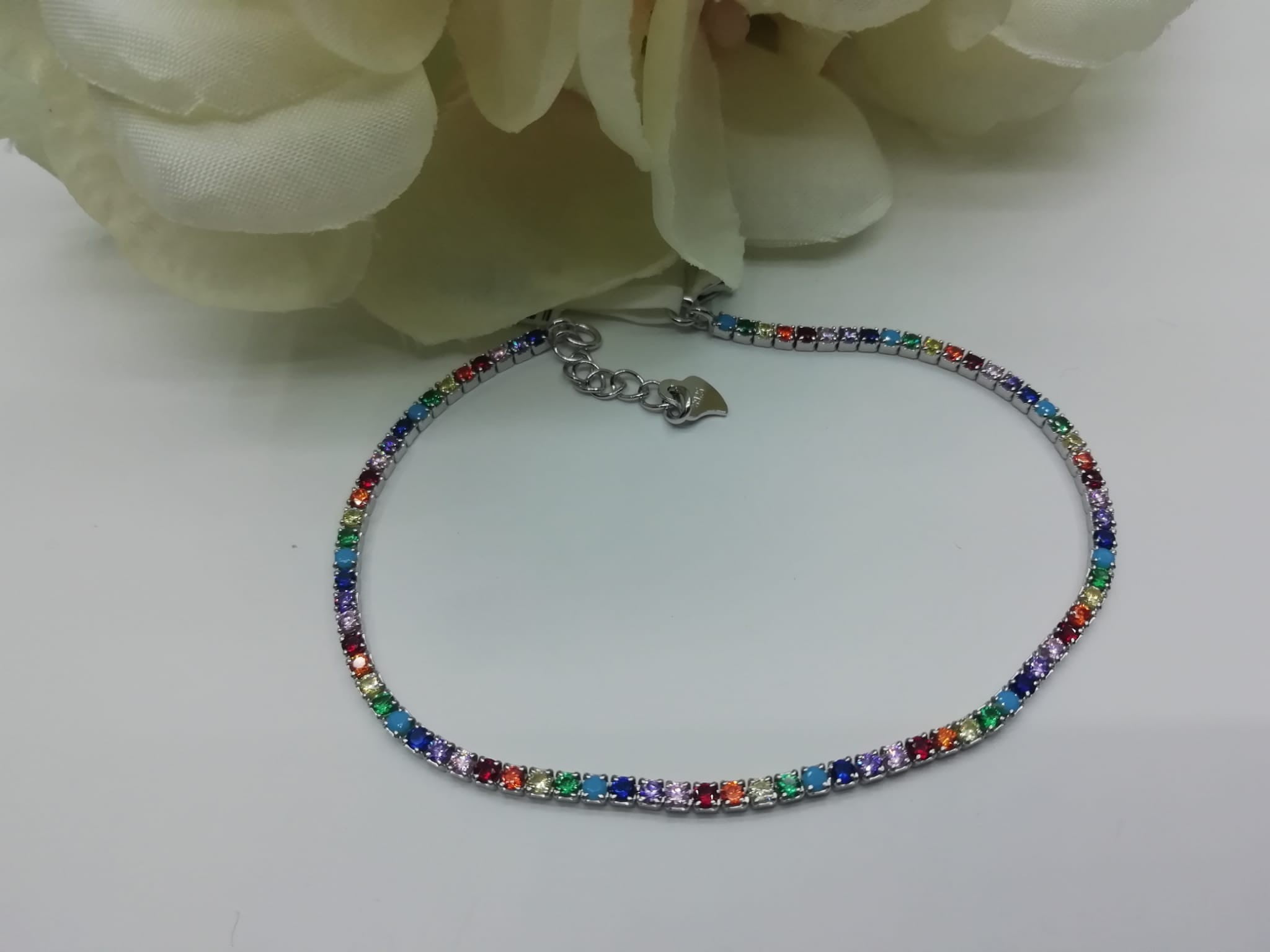 Pulsera de plata con circonitas de colores
