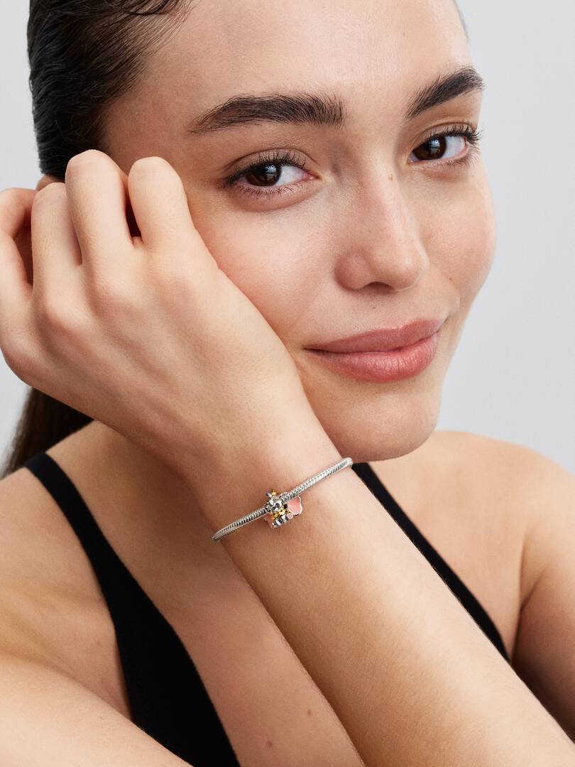 Charm Pandora Disney Dumbo Plata Ley Chapado Oro 14k Esmalte Rosa Púrpura Brillante - Referencia 764023C01 - Imagen 6