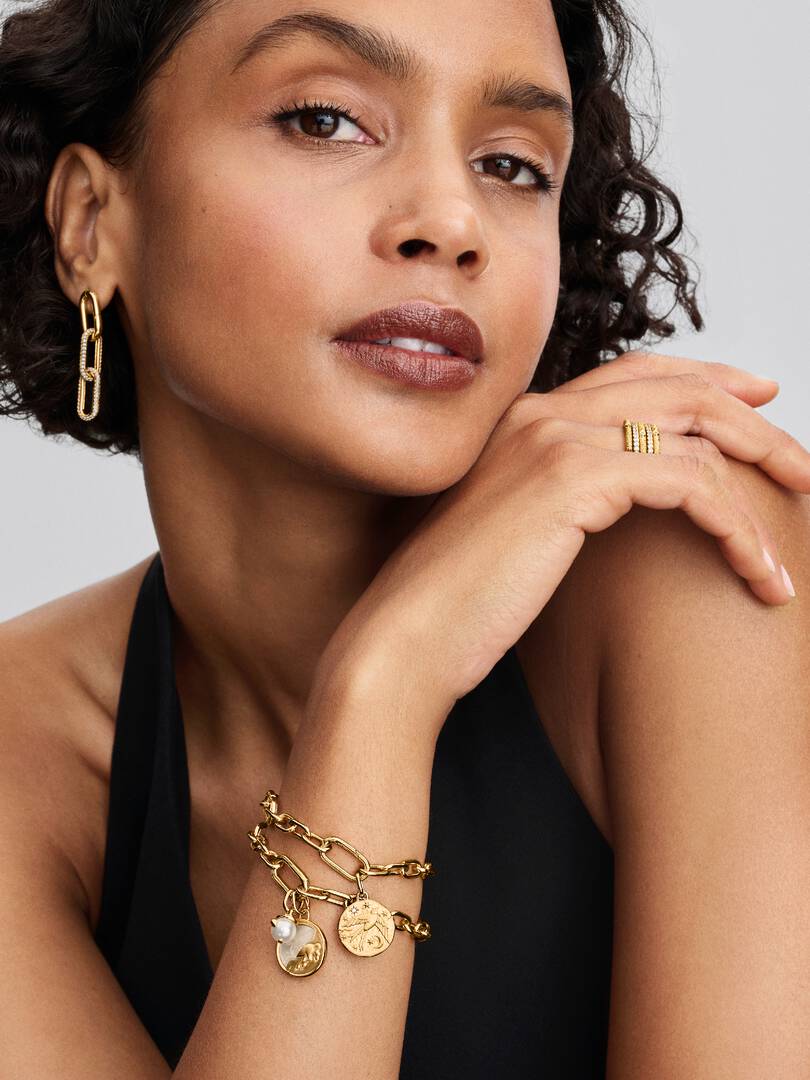 Medallón Pandora de Pegaso chapado en oro de 14 k con nácar artificial blanco dorado - Imagen 4