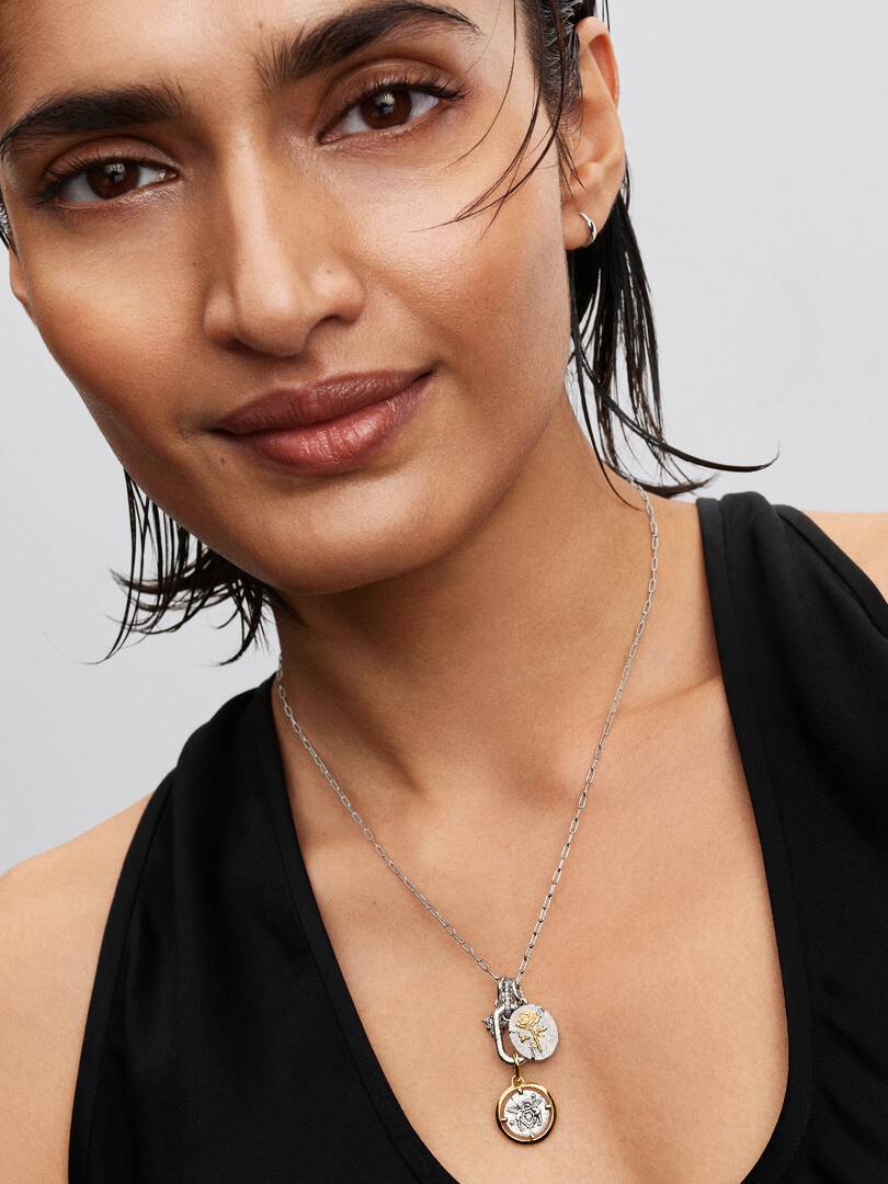 Collar de Plata de Ley con Colgante de Eslabones Abatibles y Circonita Cúbica Transparente 394086C01-50 - Imagen 4