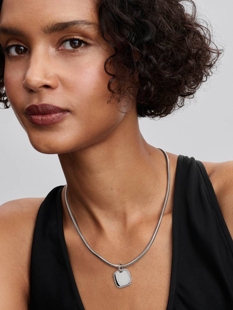 Colgante Pandora Cuadrado Personalizable en Plata de Ley con Circonita Cúbica Transparente Ref. 394009C01 - Imagen 6