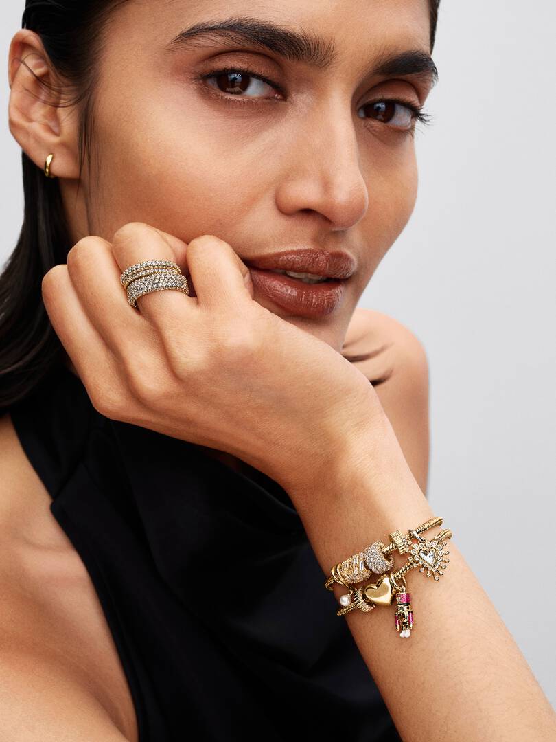 Clip Pandora chapado en oro de 14 k con circonita y sujeción de silicona - Imagen 4