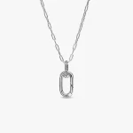 Collar de Plata de Ley con Colgante de Eslabones Abatibles y Circonita Cúbica Transparente 394086C01-50