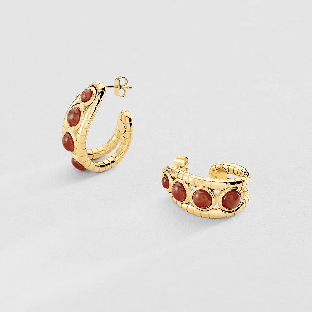 EAR6BE - Pendientes, acanalados, cabujo / Bisuteria