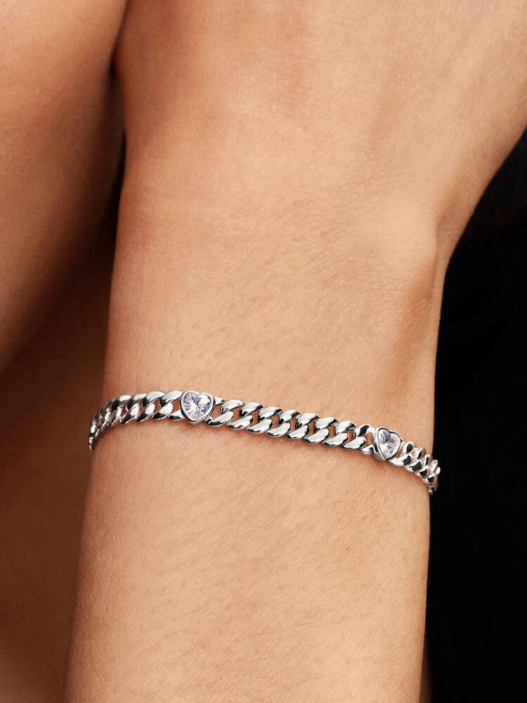 Pulsera Pandora Cadena Cubana Corazón - Imagen 3