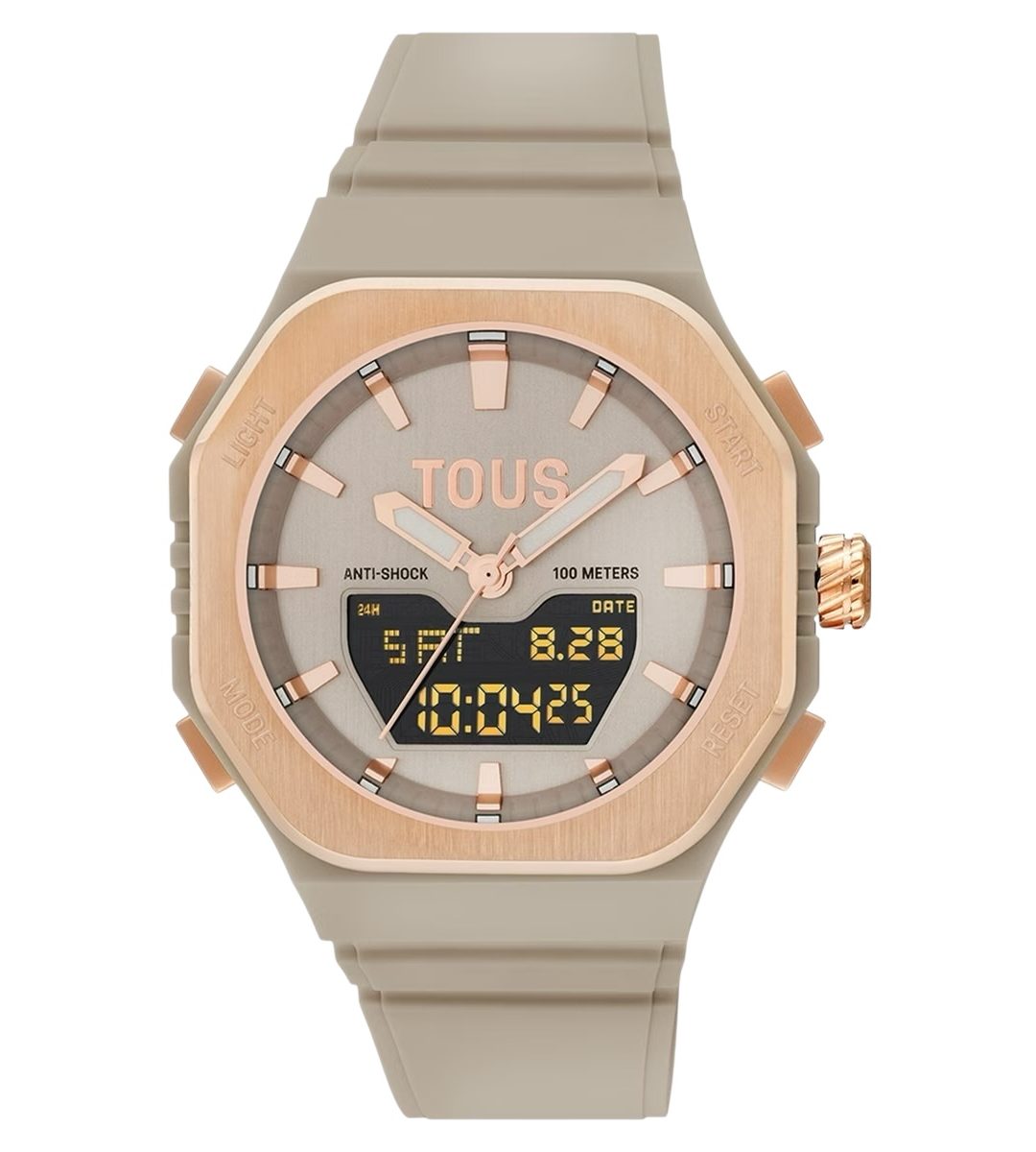 Reloj Tous analógico/digital de acero rosado y brazalete de Nylon Topo Bet