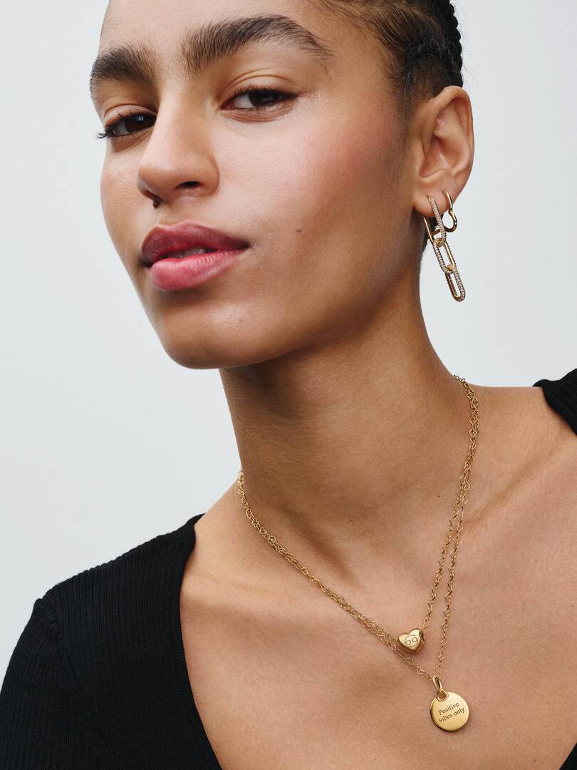 Charm Colgante Pandora Grabable Etiqueta Redonda Recubrimiento en oro de 14k - Imagen 6