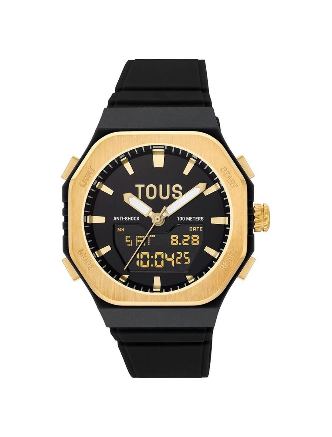 Reloj TOUS analógico/digital de acero dorado y brazalete de nylon negro Bet