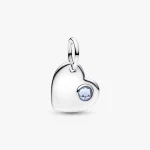 Charm colgante corazón grabable gema azul agua Pandora 794295C03