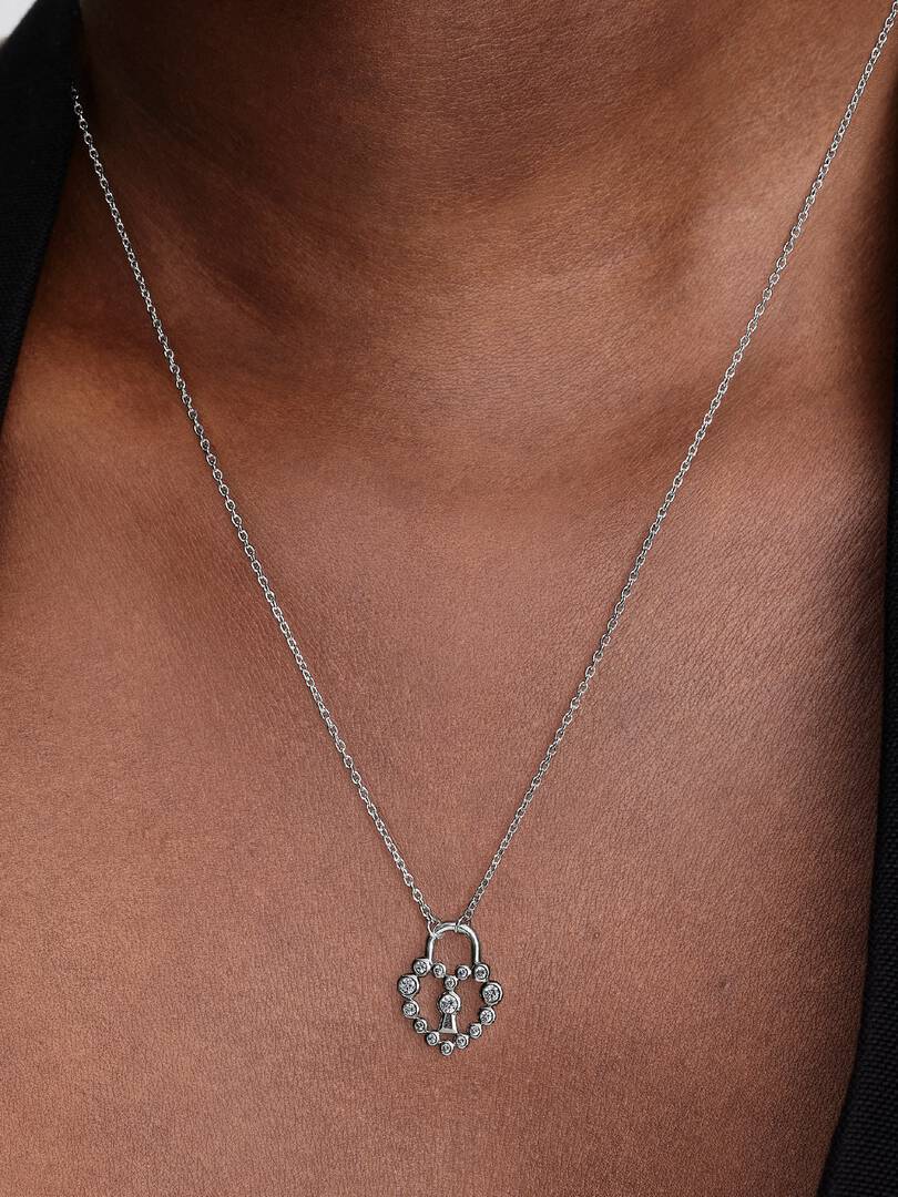 Collar Candado plata de ley Corazón Brillante Pandora 394416C01 - Imagen 3