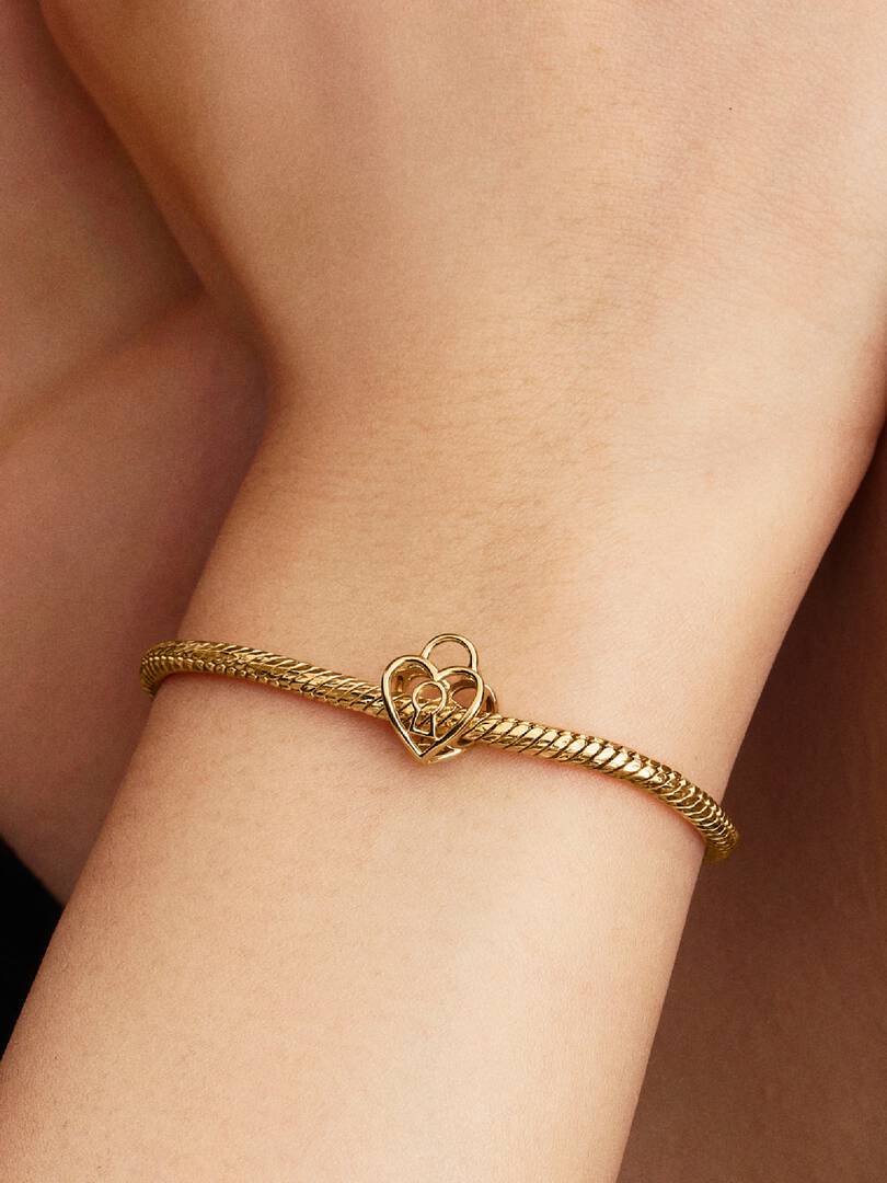 Charm Pandora Candado Corazón baño oro 14k 764358C00 - Imagen 4